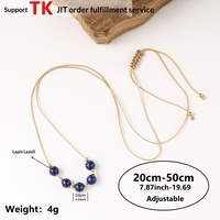 Collier long en pierre naturelle Lapis Lazuli et perles, style bohème unisexe, design de niche, vente en gros Woying