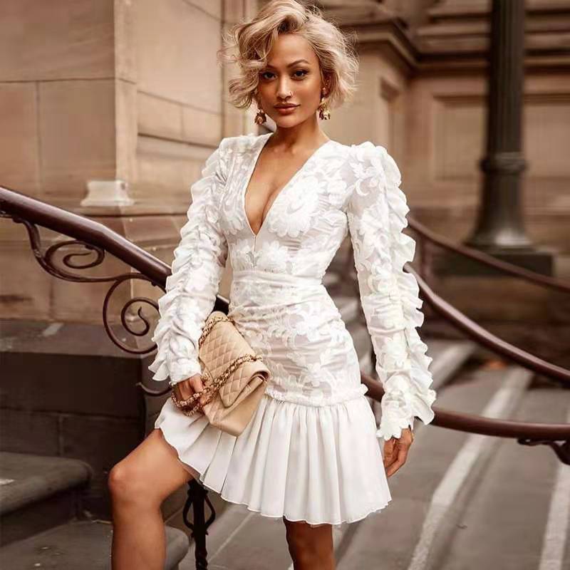 trending dresses for women Stylish Allover Print Mid-Length Casual Dress Summer Dresses 2 Luxury Rhinestone Embellished Cape Glam Modern SIZE:9D
