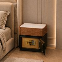 Table de chevet en bois avec compartiment verrouillable et éclairage LED, table de chevet moderne pour chambre à coucher