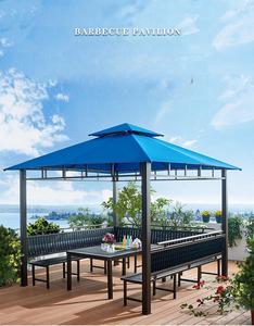 Gazebo extérieur carré de 4m en paille <span class=keywords><strong>avec</strong></span> tapis pare-soleil et abri de barbecue pour <span class=keywords><strong>parasol</strong></span> de cour et terrasse <span class=keywords><strong>avec</strong></span> ensemble de <span class=keywords><strong>table</strong></span> et chaise - Product Image 2