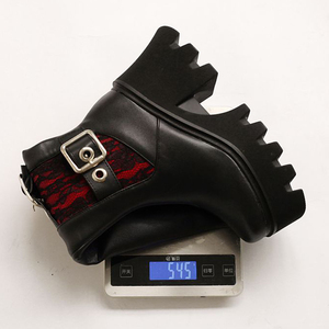 Botas Altas de Mujer con Tacón Grueso y Hebilla Metálica, Plataforma con Suela Gruesa, Punta Cuadrada, Cremallera Lateral y Detalles de Encaje - Product Image 5