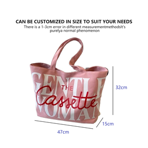 Sac fourre-tout en toile écologique pour les femmes Logo personnalisé fermeture éclair plage voyage épicerie dessin animé promotionnel - Product Image 3