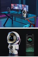 Speaker Robot Astronot Pintar yang Lucu, Sistem Audio Stereo AI Portabel dengan Lampu Malam Ambient LED RGB & Jam Digital