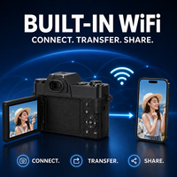 Kamera Digital Sensor CMOS 64MP 6K Layar Lipat 3.0in Zoom 16X WiFi AF Stabilisasi Gambar Dukungan Kartu TF Desain Retro Video