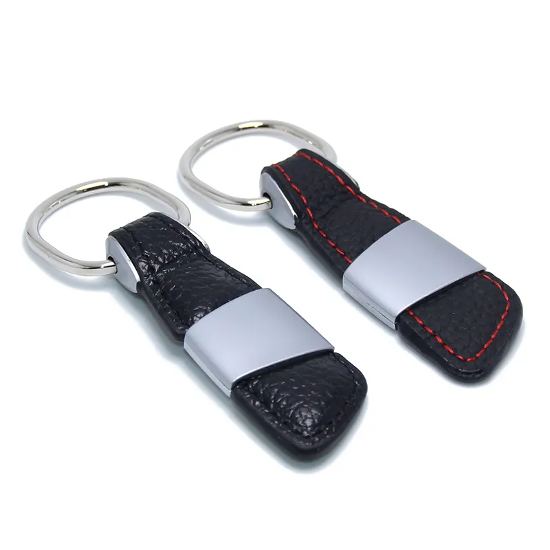 Promotional Auto Car Keychain Gifts Key Organizer Buckle Holder OEM Customized Logo New Design Metal Leather Strap Loop Keyring