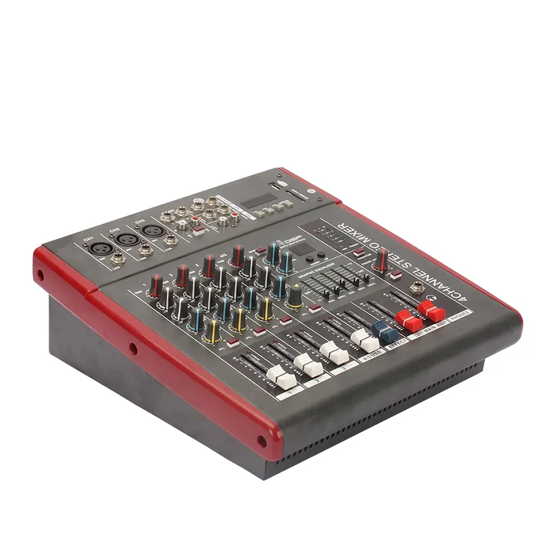 Console de som profissional em 4 canais, mixer de som profissional, para casa, música, karaokê, amplificador
