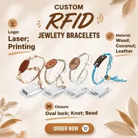 Bracelet en coton couleur bois avec puce RFID et étiquette en bois |   Bracelet de promotion ovale gravé au laser pour contrôle d'accès aux complexes hôteliers