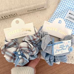 Chouchous à carreaux de haute qualité avec bouton Patch de dessin animé mignon <span class=keywords><strong>chien</strong></span> arc conception coton cheveux cravates - Product Image 2