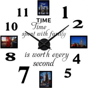 Large Size DIY Photo Frame <b>Wall</b> Clock 3D Acrylic Mute Digital Clock <b>Wall</b> Sticker Home Decorative Quartz Clock - Product Image 1