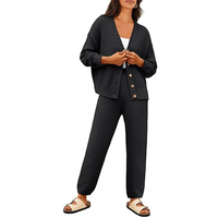 Ensemble deux pièces pour femme, cardigan et pantalon décontracté, logo personnalisable, automne et hiver, nouveau, doux, pour le service à domicile