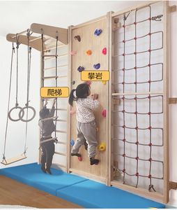 Khung leo núi trong nhà bằng gỗ cho trẻ em mẫu giáo, giáo dục sớm, rèn luyện thể chất cho bé, thang gỗ chắc chắn tích hợp xích đu - Product Image 4