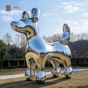 モダンな家の屋外の装飾高品質の304ステンレス鋼バルーン犬の彫像 - Product Image 5