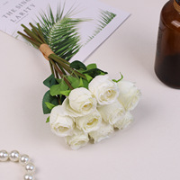 Bouquet de roses artificielles en soie romantique à 9 têtes légèrement stylé pour la maison, le salon, la table à manger, la table basse, l'arrière-plan de mariage