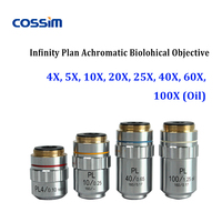 Finity Plan Magnifying Achromatic Biological Microscope Objective Lens for 4X 5X 10X 20X 25X 40X 60X 100X