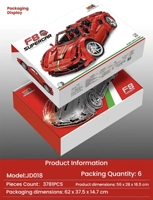XJD JD018 Coche de Carreras Deportivo de Alta Velocidad, Escala 1:8, 3781 Piezas, Bloques de Construcción Mecánicos, Kit Estático Coleccionable para Aficionados Adultos