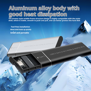 เคส <span class=keywords><strong>M</strong></span>.<span class=keywords><strong>2</strong></span>อะลูมิเนียม NVMe SSD USB Gen2 10Gbps เคสฮาร์ดไดรฟ์ PCIe สำหรับ2230/2242/2260/2280 SATA NGFF 5Gbps SSD - Product Image 4