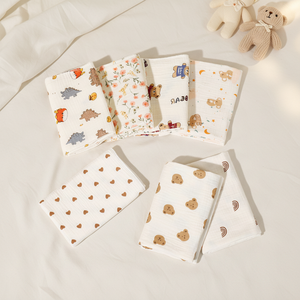 שמיכת עיטוף לתינוקות מבד מוסלין רך במיוחד, הדפס חיות חמוד, נושמת, לטיפול יומיומי בתינוק - Product Image 1