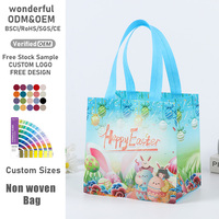 Sac non tissé imprimé en couleur, écologique, imperméable et recyclable, idéal pour les cadeaux de Pâques, en stock, vente en gros