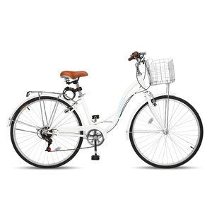 Vélo <span class=keywords><strong>de</strong></span> plage <span class=keywords><strong>pour</strong></span> <span class=keywords><strong>femme</strong></span> à 7 vitesses avec design <span class=keywords><strong>ergonomique</strong></span>, <span class=keywords><strong>selle</strong></span> réglable, double garde-boue et frein V, blanc - Product Image 1