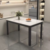 Ensemble table et chaises de salle à manger rectangulaire en dalles de pierre, style chinois moderne minimaliste, luxe léger, pour mobilier de maison et petits appartements