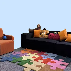 Carpet Tiles Puzzle Piece Rug Custom Tufted Wool Carpet Floor Mat Baby Thick Plush Puzzle Carpet FOR Kids