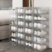Conteneurs de stockage empilables multifonctions Boîtes à chaussures en plastique transparent écologique avec couvercles Bac de stockage