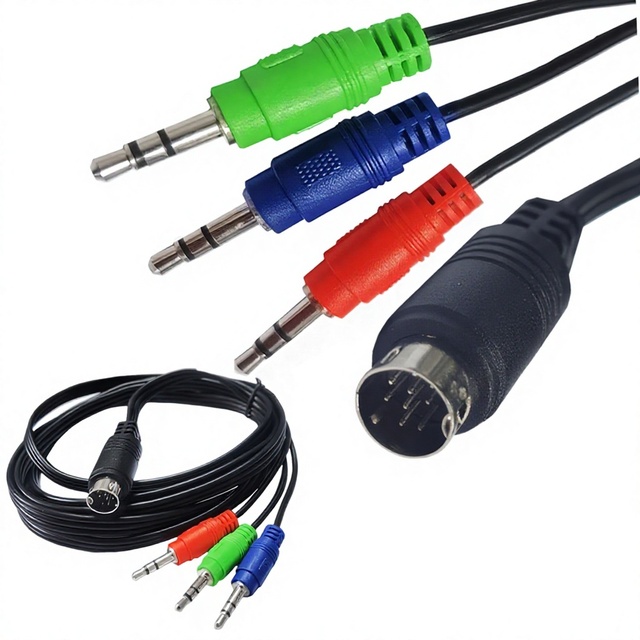 Mini-DIN 9-Pin to 3 X DC 35mm Red-Green-Blue Audio Adapter Cable Model YR-AV-198