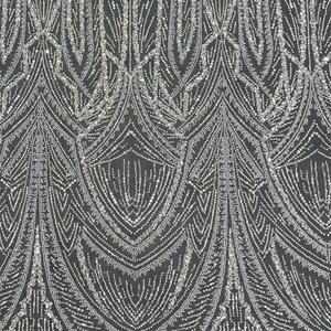 Newest Fashion <strong>Heavy</strong> Tulle French <strong>Lace</strong> <strong>Fabric</strong> with Sequins Beads &amp; Rhinestones for Wedding Dresses - Product Image 6