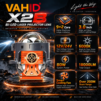 VAHID X2B Lentille de projecteur Bi-LED, faisceau haut et bas, 6000K, pour phare de voiture, lentille de retrofit, haute luminosité, amélioration de l'éclairage automobile