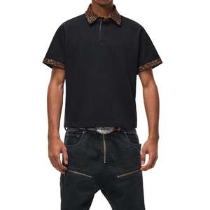 Polo Kaleo moda uomo con stampa leopardata e collo a contrasto maglietta Streetwear - Product Image 4