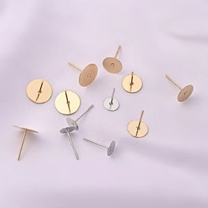Flat Round <b>Earring</b> <b>Posts</b> Gold Silver Plated Iron For <b>Earring</b> Making Jewelry Findings DIY Components - Product Image 4