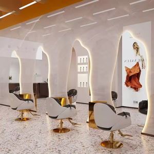 Không thường xuyên tường gương chiều dài trang trí nội thất hình dạng lớn đứng đứng hiện đại lượn sóng Gương <span class=keywords><strong>LED</strong></span> tóc Salon đồ nội thất gương trạm - Product Image 5