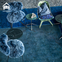 Fauteuil lounge bleu de style italien en tissu de laine, mobilier de salon, fauteuil lounge individuel de luxe avec pieds en métal pour la maison et l'appartement