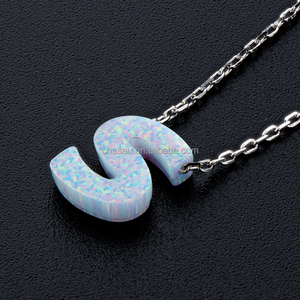 <span class=keywords><strong>Collana</strong></span> con ciondolo in opale sintetico 925 unica personalizzata in argento Sterling 26 lettere B D E F <span class=keywords><strong>G</strong></span> H I J fidanzamento festa di nozze - Product Image 4