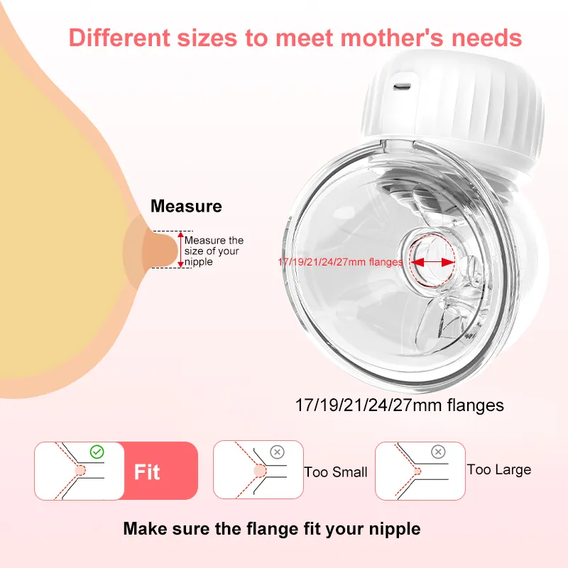 OEM 및 ODM BPA 무료 실리콘 전기 웨어러블 유방 펌프 핸즈프리 모유 수유 어머니를위한 아기 수유 장치