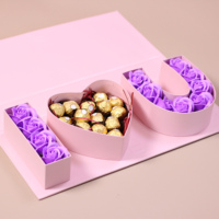 Boîte en carton en forme de lettre « Je t'aime » pour emballage de gâteau sucré au chocolat, boîte de fleuriste pour emballage de fleurs de la Saint-Valentin