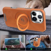 Étui en cuir avec support magnétique rotatif pour iPhone 17 Pro Max 16 Plus 15 14 13 12 Pro, coque de protection plaquée avec protection d'objectif