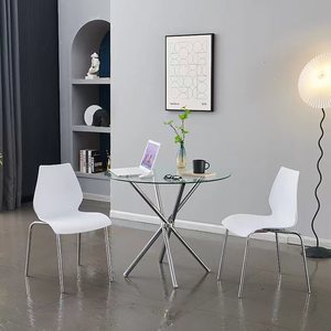 Newest <strong>Space</strong> <strong>Saver</strong> Dining <strong>Table</strong> Glass Top Chrome Metal Silver Stainless Steel Legs Dining <strong>Table</strong> - Product Image 2