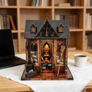 <span class=keywords><strong>Casa</strong></span> <span class=keywords><strong>de</strong></span> Muñecas <span class=keywords><strong>de</strong></span> Madera en Miniatura DIY, Rompecabezas 3D <span class=keywords><strong>de</strong></span> Madera con Cubierta Antipolvo, Ideal para Regalo, Puede Iluminarse - Product Image 3