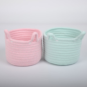 Panier de rangement tissé en corde de coton, organisateur de linge pour couverture, jouets, chambre d'enfant, poignée de lit, table cosmétique - Product Image 4