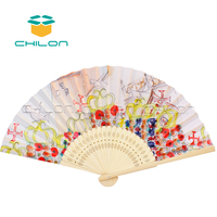 Éventail pliant en bambou avec motif peint et doublure en tissu – Style classique pour accessoires de danse féminine