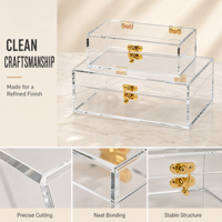Boîte en acrylique transparente sur mesure pour bureau, boîte de rangement pour bijoux avec serrure dorée, boîte de présentation