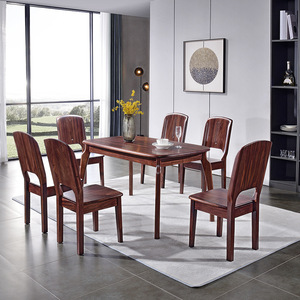 Mesa de comedor Rectangular de alta calidad Diseño moderno simple Estilo de comedor occidental Apartamentos pequeños y grandes Barras de bambú de ébano adecuadas - Product Image 3
