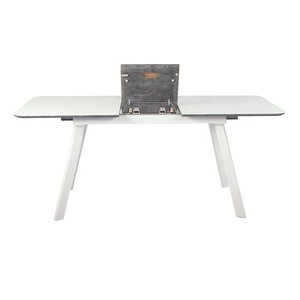 Muebles para el hogar, mesa de restaurante de 4/6 plazas extensible que ahorra espacio, mesa de comedor de MDF y alto brillo - Product Image 3