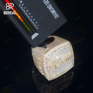 Custom Letter Logo Vvs Iced Out <strong>Moissanite</strong> Hip Hop <strong>Ring</strong> Pass Diamond Test 925 Silver 18K Rose Gold Plated Fine Jewelry for <strong>Men</strong> - Product Image 3