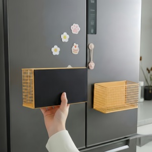 Organisateur magnétique multifonctionnel pour réfrigérateur, étagère métallique sans perçage, solution de rangement robuste pour la cuisine et le réfrigérateur - Product Image 4