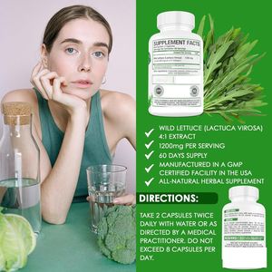 OEM kapsul selada liar alami canggih 60 suplemen <span class=keywords><strong>Herbal</strong></span> 1200mg suplemen energi Label pribadi mendukung tidur - Product Image 3