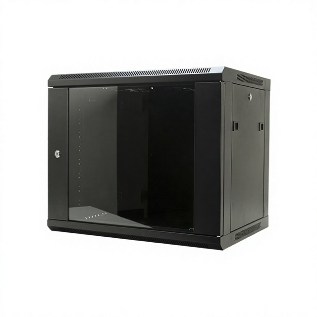 Factory Direct 12U Wall Mount Server Cabinet 19 Inch Rack Enclosure with Glass Door for Network Equipment