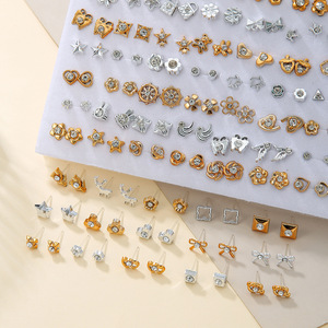Aretes de Moda, 100 Pares de Estilos Variados, Aretes de Aleación de Zinc para Venta en Mercados Nocturnos - Product Image 2