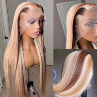 SOBOOMWIGS Highlight Balayage Ombre Couleur Corps Vague Avant de Lacet Perruque Ombre Racine Blonde Highlight Perruques de Cheveux Humains Avec Des Cheveux De Bébé